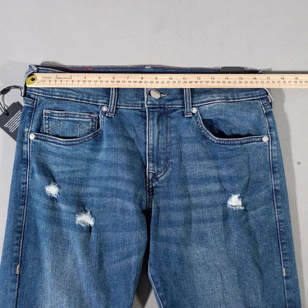 True Religion Ricky Jeans Mens 32 Blue Relaxed Straight Rip Repair Distressed